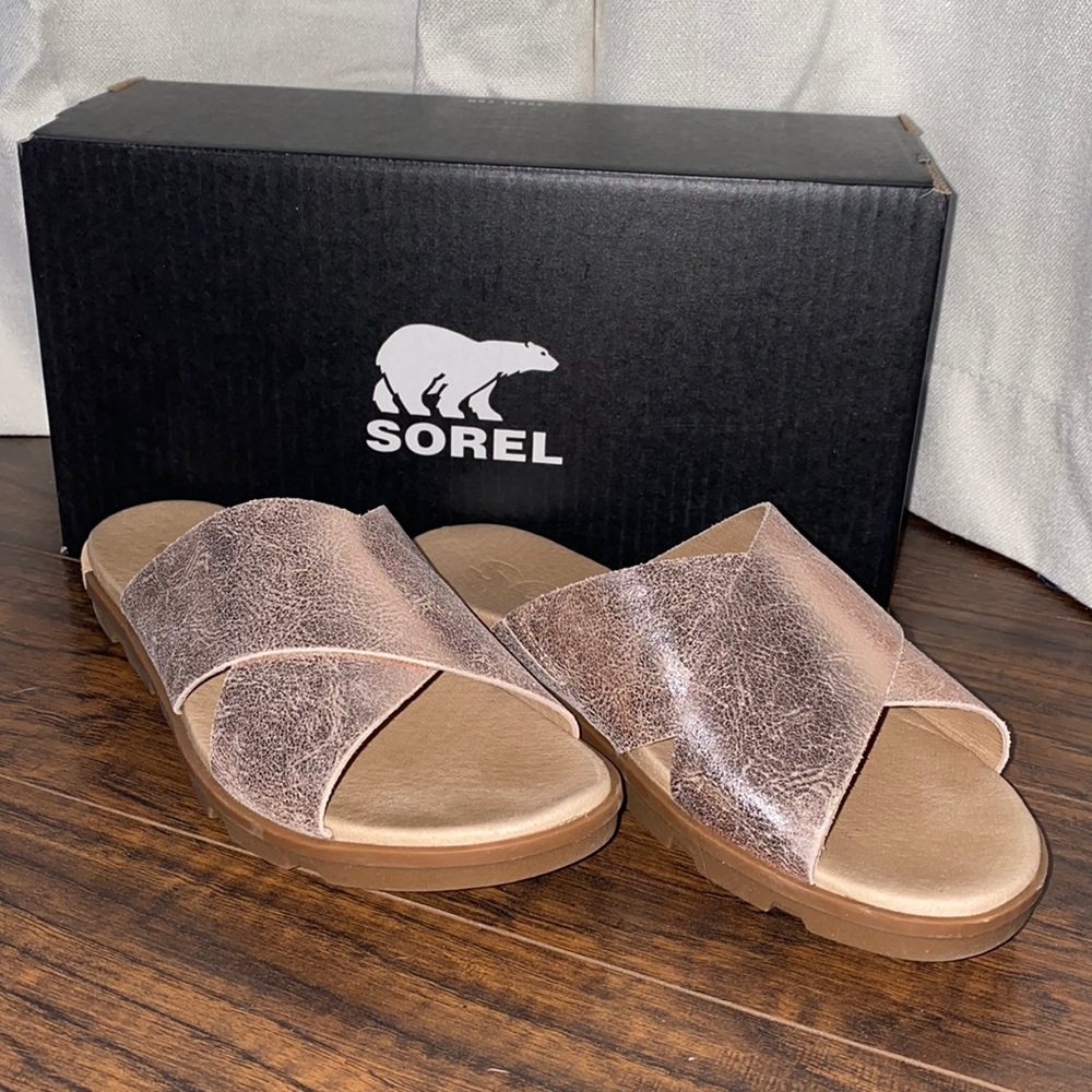 New Sorel Gemma Slide Natural Tan Size 8.5.